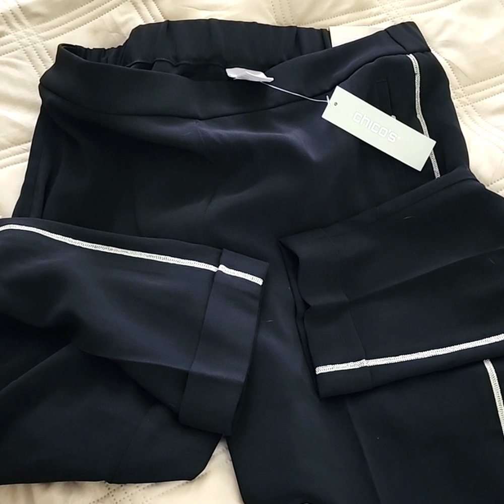 CHICO'S NWT! ADORABLE PANTS, JOGGER ANKLE, DRESSY, BLING! SIZE 00R